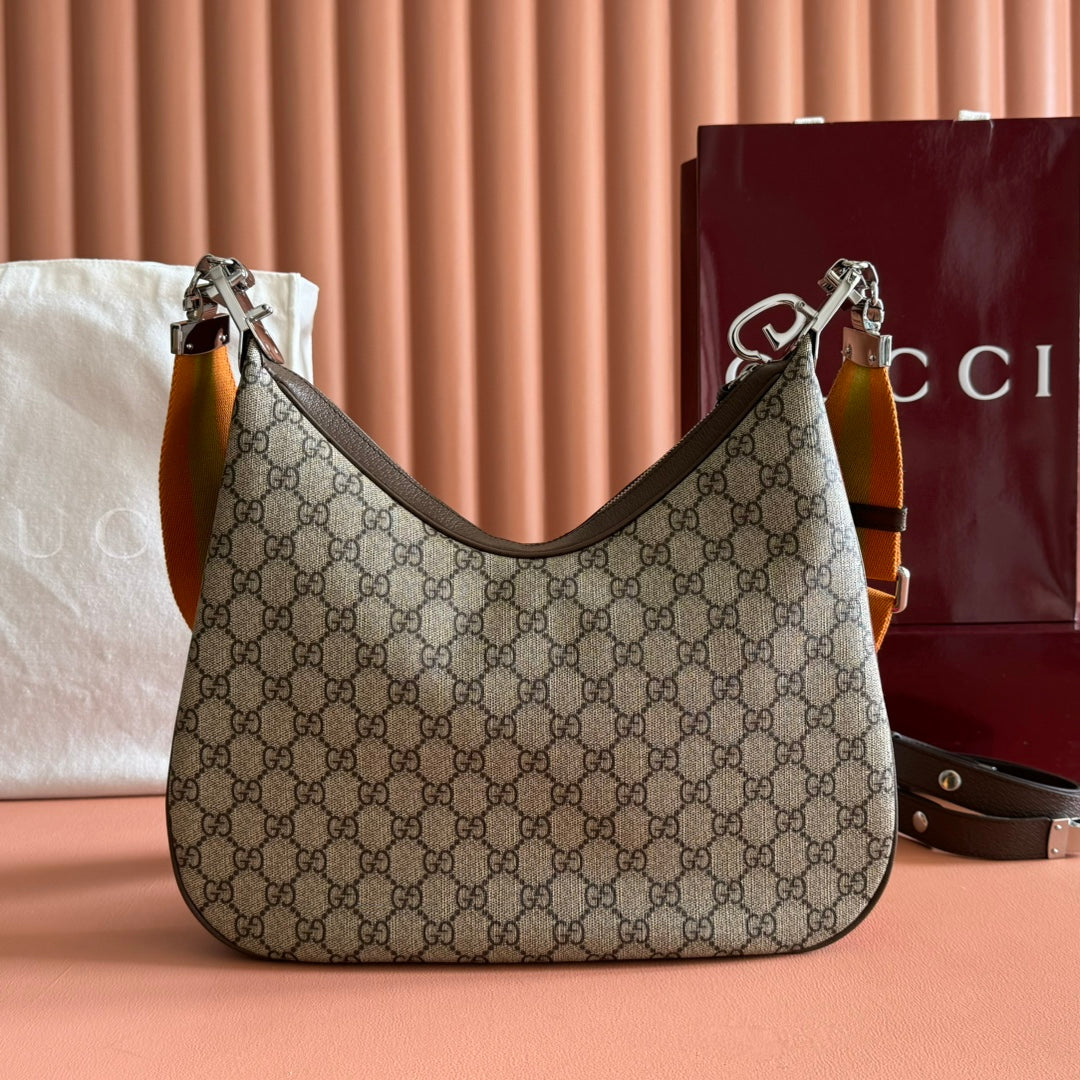GUCCI 25S ATTACHE SHOULDER BAG 35 CM IN DARK BEIGE MIX BROWN CALFSKIN House Of Sarah