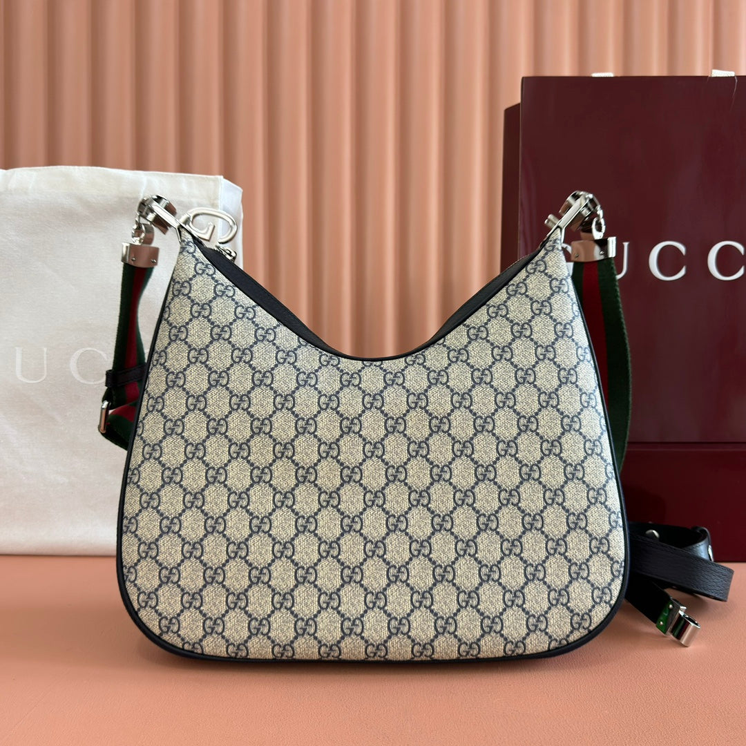 GUCCI 25S ATTACHE SHOULDER BAG 35 CM IN DARK BEIGE MIX BLACK CALFSKIN House Of Sarah