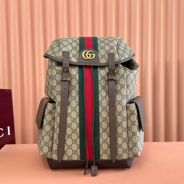 GUCCI 25S OPHIDIA MEDIUM BACKPACK 40 CM IN DARK BEIGE MIX BROWN CALFSKIN by House Of Sarah