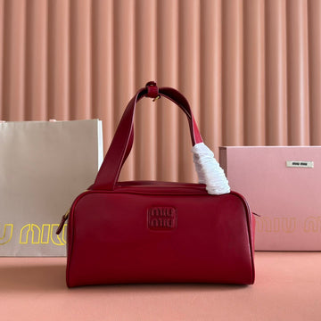 MIUMIU 26S TOP-HANDLE BAG 28 IN DARK RED CALFSKIN GOLD HARDWARE House Of Sarah