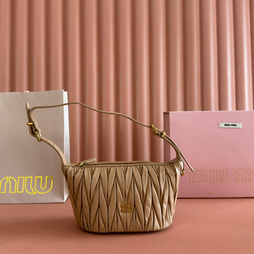 MIUMIU 26S POUCH BAG 15 IN DARK BEIGE CALFSKIN GOLD HARDWARE House Of Sarah
