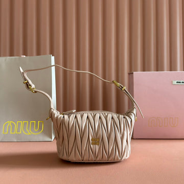 MIUMIU 26S POUCH BAG 15 IN LIGHT PINK CALFSKIN GOLD HARDWARE House Of Sarah