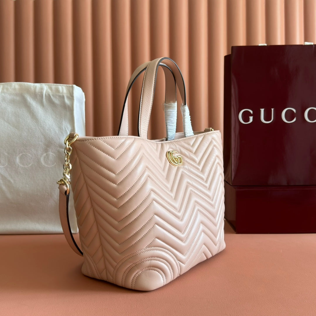 GUCCI 25S SMALL TOTE BAG 39 CM IN NUDE PINK CALFSKIN WITH GOLD HARDWARE House Of Sarah Bags