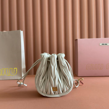 MIUMIU 26S MATELASSE POUCH BAG 16 IN WHITE CALFSKIN GOLD HARDWARE House Of Sarah