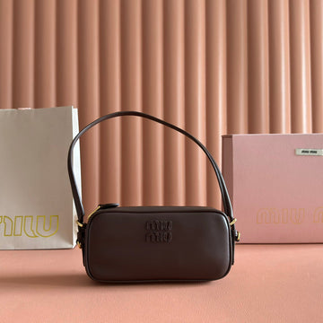 MIUMIU 26S POUCH BAG 20 IN DARK BROWN CALFSKIN GOLD HARDWARE House Of Sarah