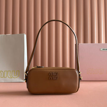 MIUMIU 26S POUCH BAG 20 IN TAN BROWN CALFSKIN GOLD HARDWARE House Of Sarah
