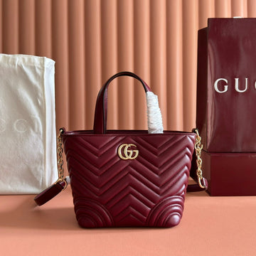 GUCCI 25S SMALL TOTE BAG 29 CM IN DARK RED CALFSKIN WITH GOLD HARDWARE by House Of Sarah