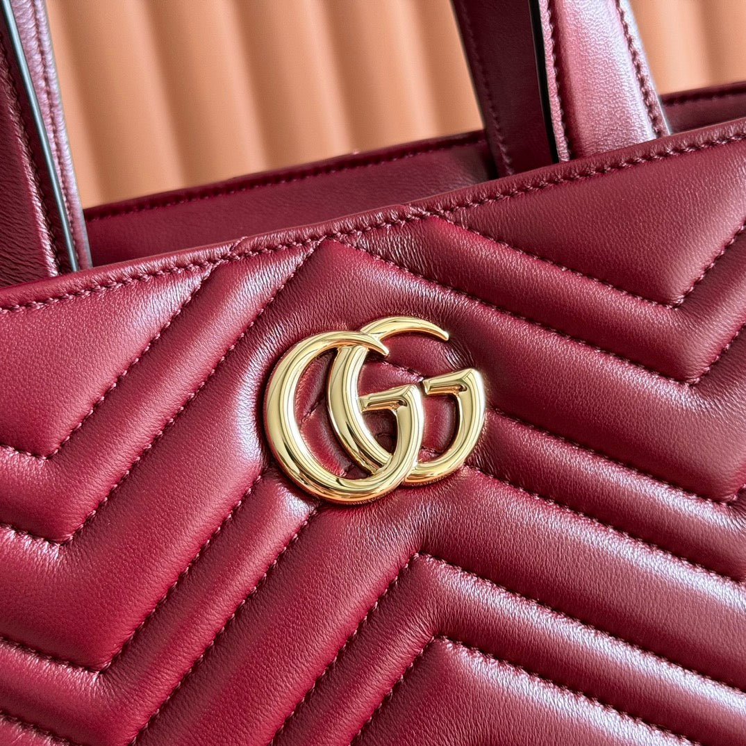 GUCCI 25S SMALL TOTE BAG 29 CM IN DARK RED CALFSKIN WITH GOLD HARDWARE by House Of Sarah