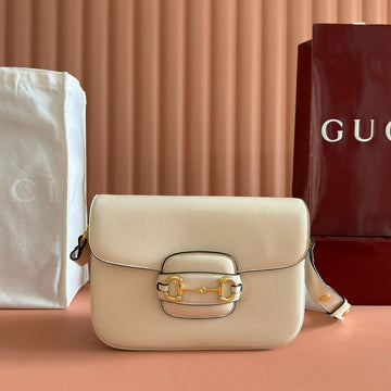 GUCCI 25S HORSEBIT 1955 MINI BAG 26 CM IN LIGHT BEIGE CALFSKIN WITH GOLD HARDWARE House Of Sarah