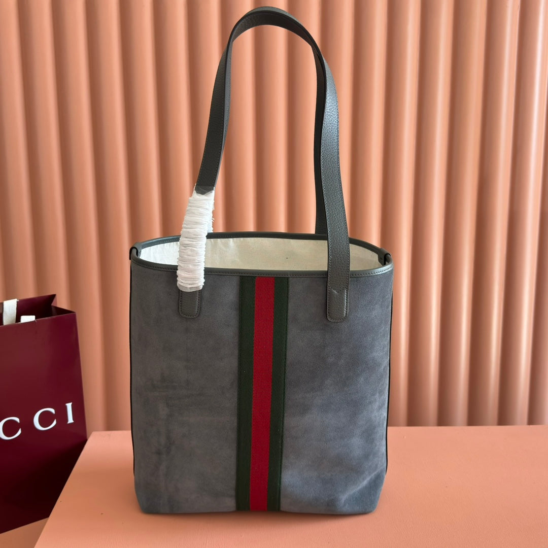 GUCCI 25S OPHIDIA MEDIUM TOTE 36 CM IN GREY SUEDE House Of Sarah Bags