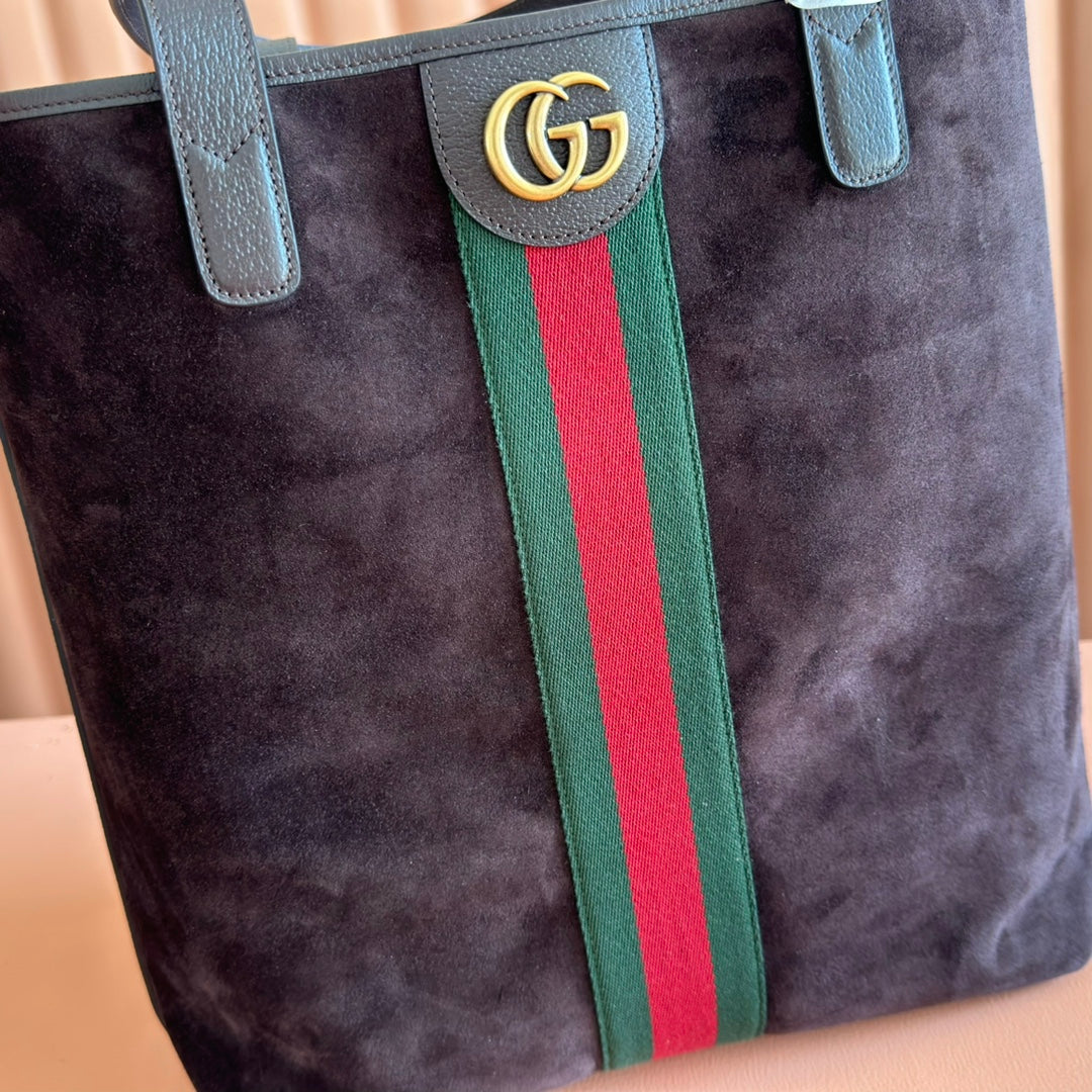 GUCCI 25S OPHIDIA MEDIUM TOTE 36 CM IN DARK CHOCOLATE BROWN SUEDE by House Of Sarah