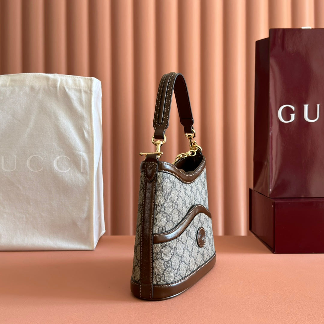 GUCCI 25S SHOULDER BAG 25 CM IN BEIGE MIX BROWN CALFSKIN by House Of Sarah