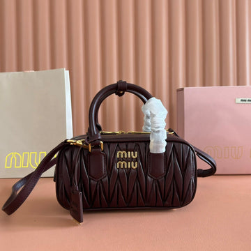 MIUMIU 26S ARCADIE MATELASSE BAG 22 IN DARK BROWN CALFSKIN GOLD HARDWARE House Of Sarah
