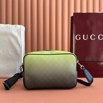 GUCCI 25S SHOULDER BAG 29 CM IN NEON GREEN TO DARK GRAY OMBRÉ CALFSKIN House Of Sarah