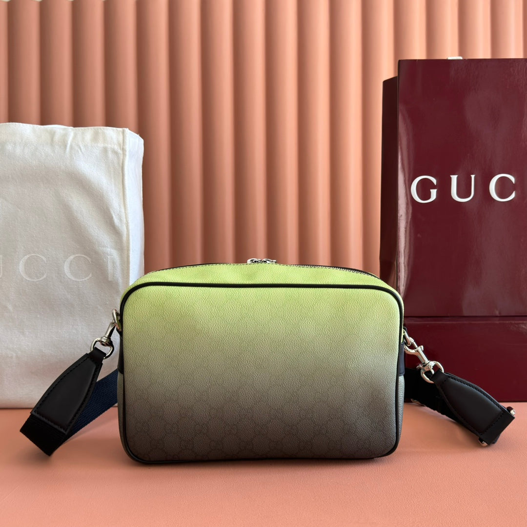 GUCCI 25S SHOULDER BAG 29 CM IN NEON GREEN TO DARK GRAY OMBRÉ CALFSKIN House Of Sarah