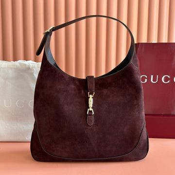 GUCCI 25S JACKIE GIORNO 44 CM IN DARK CHOCOLATE BROWN SUEDE House Of Sarah