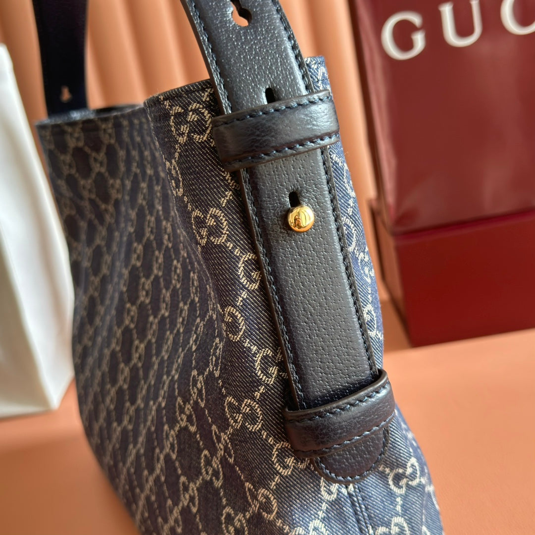 GUCCI 25S BEATRIX LARGE TOTE BAG 35 CM IN SLATE BLUE-GRAY CANVAS House Of Sarah Bags