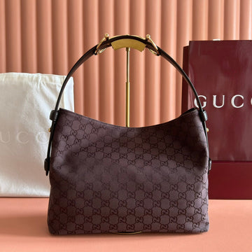 GUCCI 25S BEATRIX LARGE TOTE BAG 35 CM IN DARK CHOCOLATE BROWN CANVAS House Of Sarah Bags