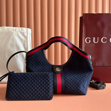 GUCCI 25S GIGLIO LARGE TOTE BAG 25 CM IN CHARCOAL GRAY CANVAS House Of Sarah Bags