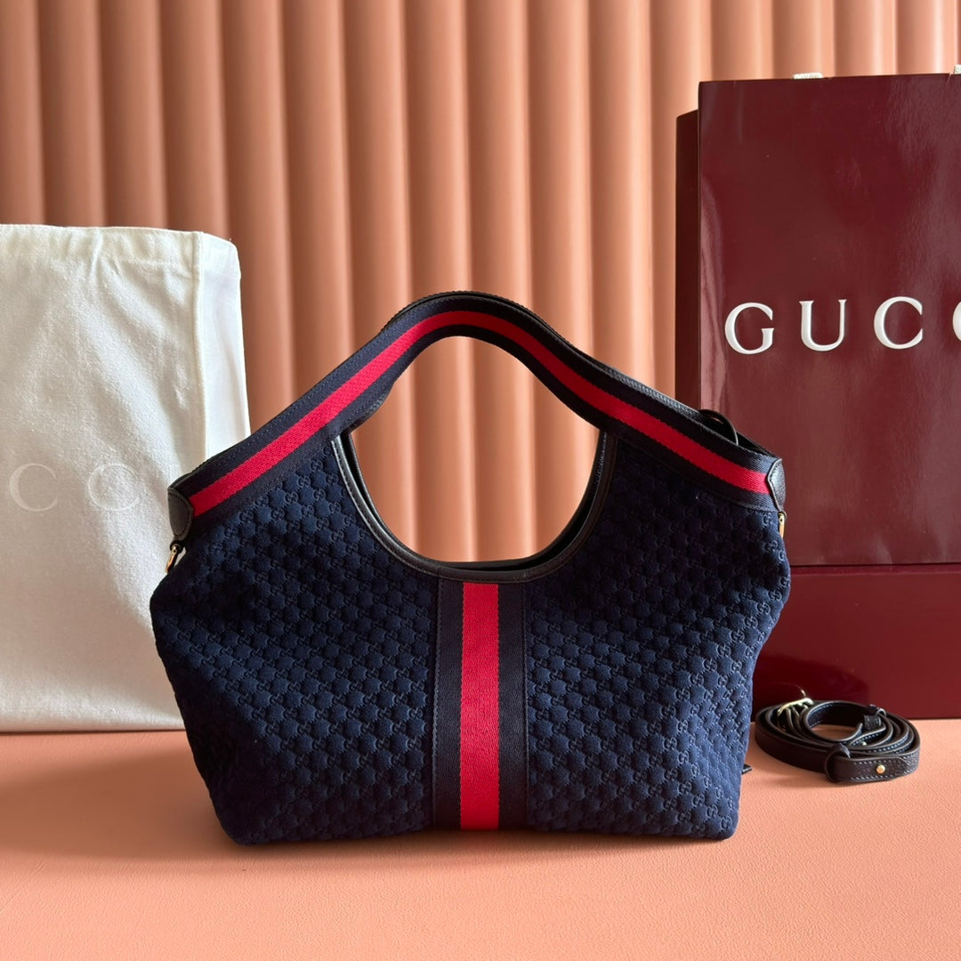 GUCCI 25S GIGLIO LARGE TOTE BAG 25 CM IN CHARCOAL GRAY CANVAS House Of Sarah Bags