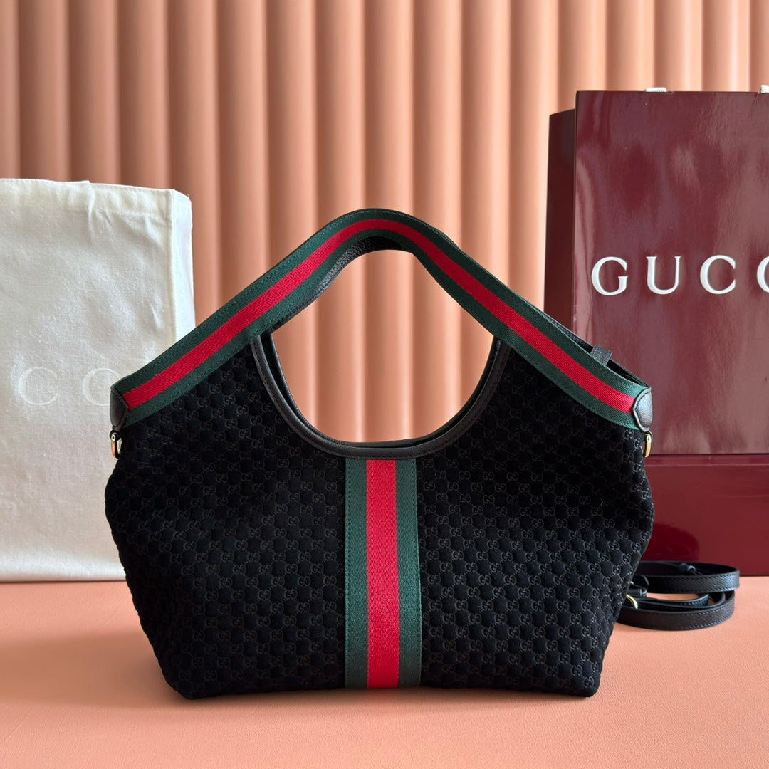 GUCCI 25S GIGLIO LARGE TOTE BAG 25 CM IN BLACK CANVAS House Of Sarah Bags