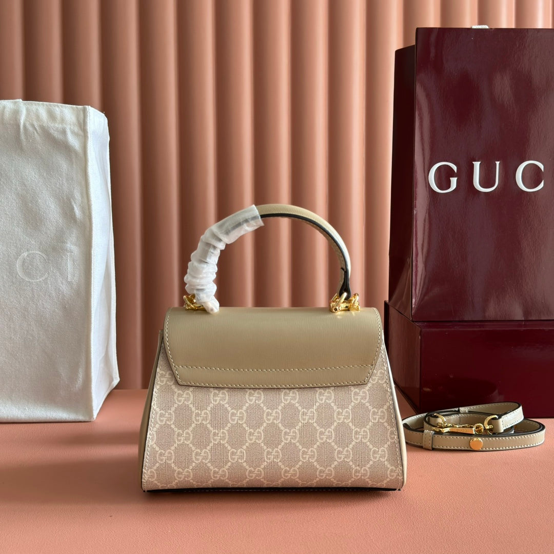 GUCCI 25S HORSEBIT 1955 MEDIUM SHOULDER BAG 29 CM IN BEIGE MONOGRAM CALFSKIN WITH GOLD HARDWARE House Of Sarah