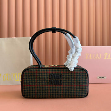 MIUMIU 26S BEAU CANVAS BAG 28 IN MULTICOLOR WOOL AND BLACK CALFSKIN House Of Sarah