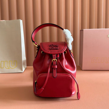 MIUMIU 26S MINI-BACKPACK 17 IN DARK RED CALFSKIN GOLD HARDWARE House Of Sarah