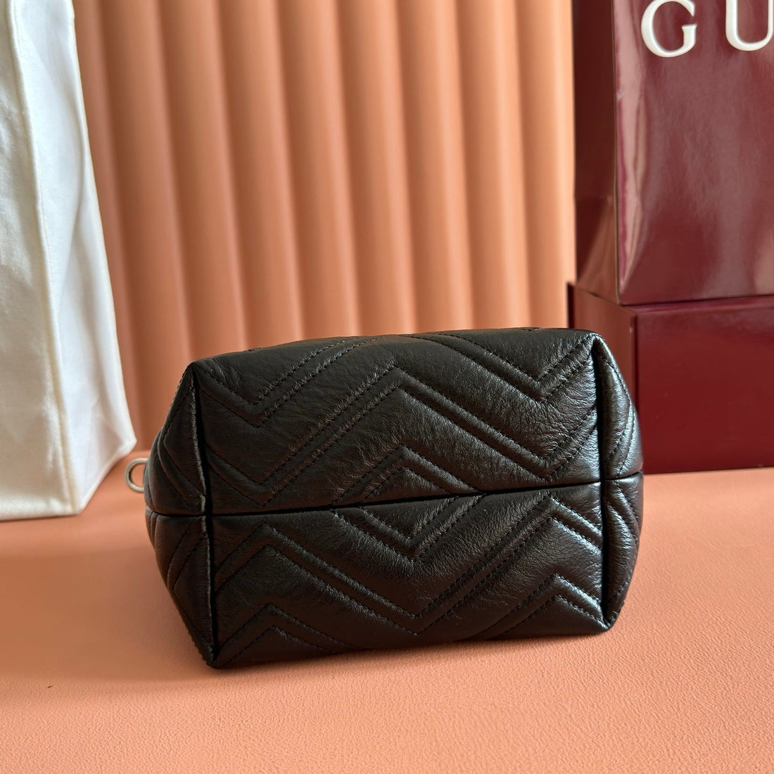 GUCCI 26S GG MARMONT TOTE BAG 17 IN BLACK CALFSKIN by House Of Sarah