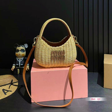 WANDER 25 WICKER BAG IN TAN/ CARAMEL RATTAN House Of Sarah Bags