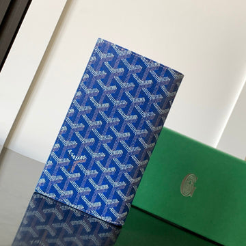 RICHELIEU CHECKBOOK WALLET 19 IN SAPPHIRE BLUE GOYARDINE CANVAS AND CALFSKIN House Of Sarah