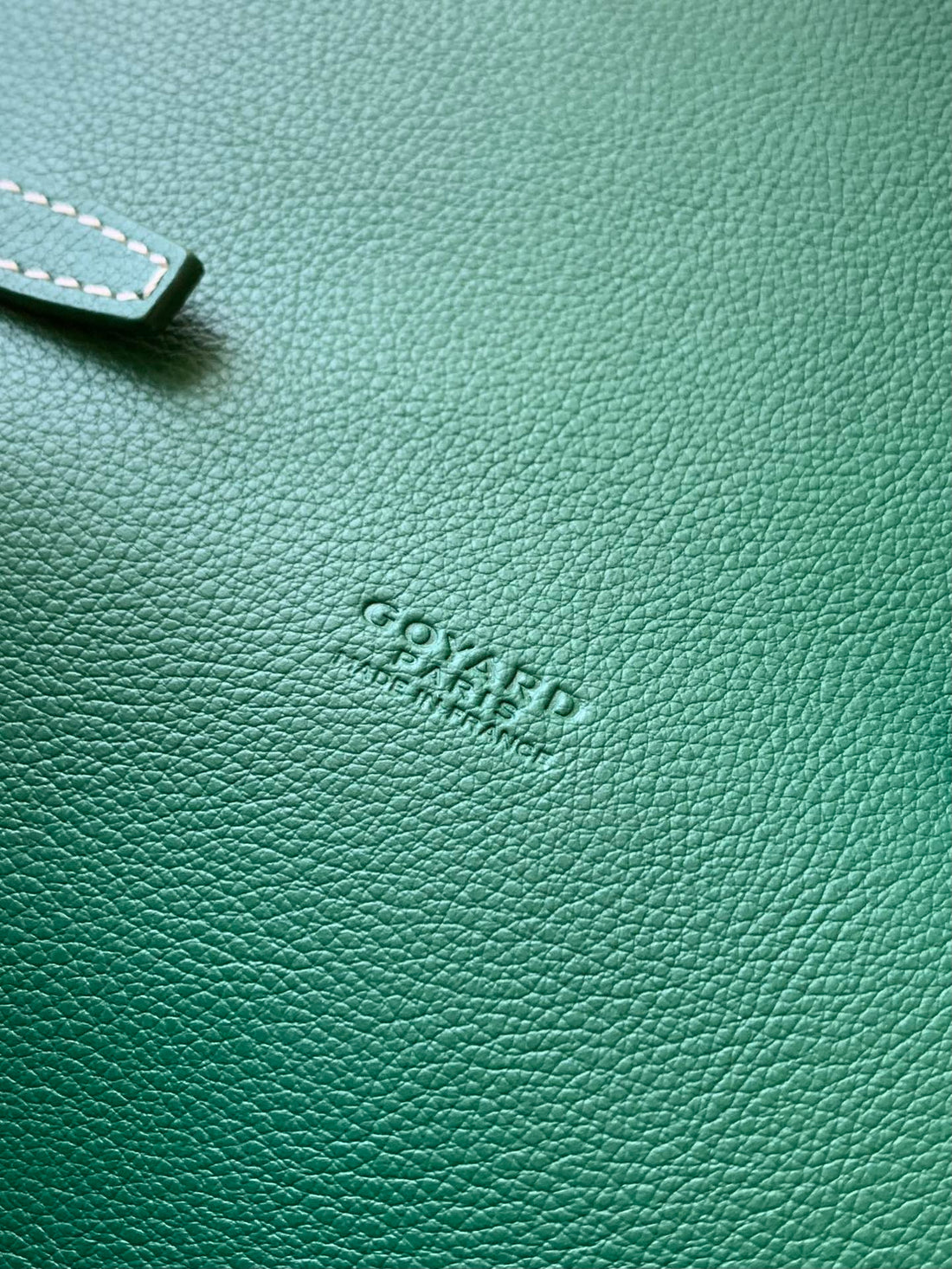 CHYPRE WALLET-POUCH 21 IN GREEN GOYARDINE CANVAS AND CALFSKIN by House Of Sarah