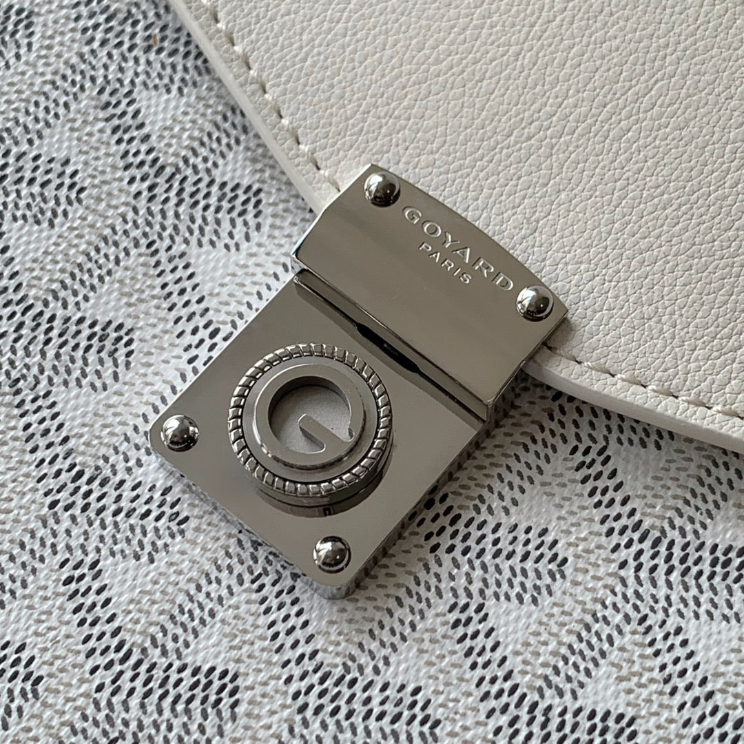CHYPRE WALLET-POUCH 21 IN WHITE GOYARDINE CANVAS AND CALFSKIN House Of Sarah