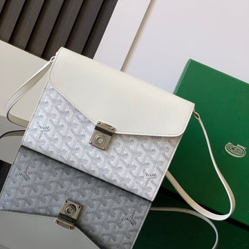 CHYPRE WALLET-POUCH 21 IN WHITE GOYARDINE CANVAS AND CALFSKIN House Of Sarah