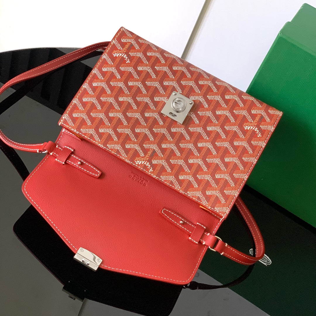 CHYPRE WALLET-POUCH 21 IN CLASSIC RED GOYARDINE CANVAS AND CALFSKIN by House Of Sarah