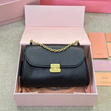 SHOULDER BAG 25 IN BLACK CALFSKIN GOLD HARDWARE House Of Sarah