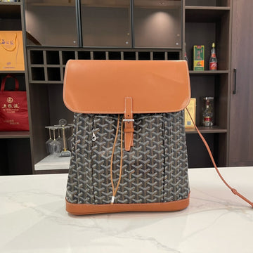 ALPIN BACKPACK 37 IN BROWN LAMBSKIN AND GOYARDINE CANVAS House Of Sarah