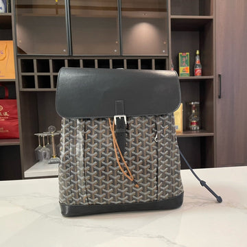 ALPIN BACKPACK 37 IN BLACK LAMBSKIN AND GOYARDINE CANVAS by House Of Sarah