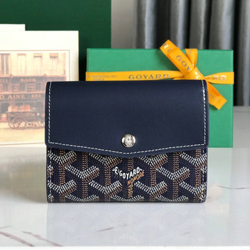 SAINT-GABRIEL WALLET 12 IN NAVY BLUE CALFSKIN AND GOYARDINE CANVAS House Of Sarah Bags