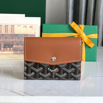 SAINT-GABRIEL WALLET 12 IN TAN CALFSKIN AND BLACK GOYARDINE CANVAS House Of Sarah Bags