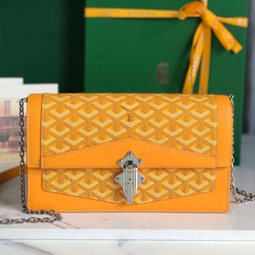 DUCHESSE MARIE-CAROLINE BAG 25 IN YELLOW GOYARDINE CANVAS AND SMOOTH CALFSKIN House Of Sarah