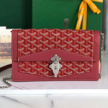 DUCHESSE MARIE-CAROLINE BAG 25 IN RED GOYARDINE CANVAS AND SMOOTH CALFSKIN by House Of Sarah