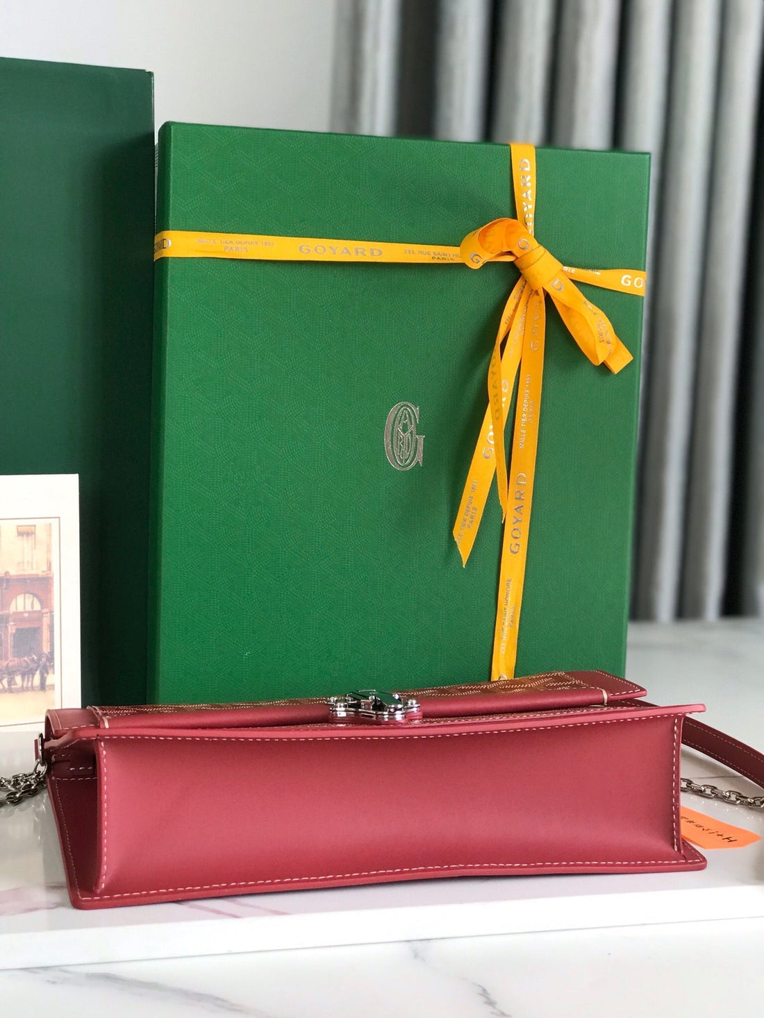 DUCHESSE MARIE-CAROLINE BAG 25 IN RED GOYARDINE CANVAS AND SMOOTH CALFSKIN by House Of Sarah