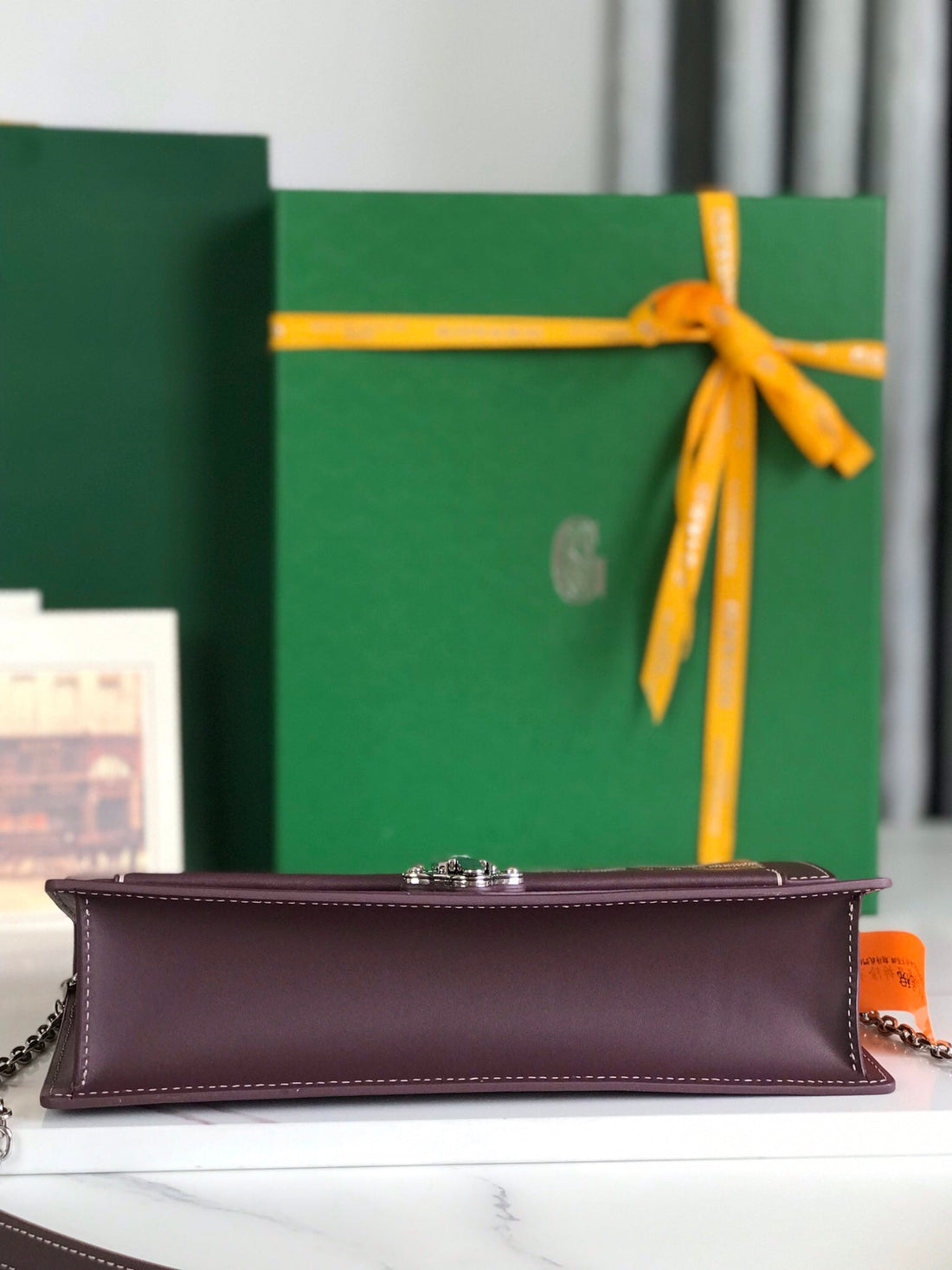 DUCHESSE MARIE-CAROLINE BAG 25 IN WINE RED GOYARDINE CANVAS AND SMOOTH CALFSKIN by House Of Sarah