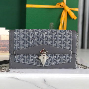 DUCHESSE MARIE-CAROLINE BAG 25 IN GRAY GOYARDINE CANVAS AND SMOOTH CALFSKIN House Of Sarah Bags