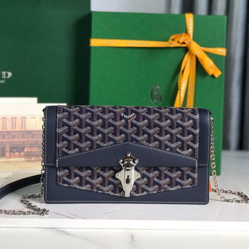 DUCHESSE MARIE-CAROLINE BAG 25 IN NAVY BLUE GOYARDINE CANVAS AND SMOOTH CALFSKIN by House Of Sarah