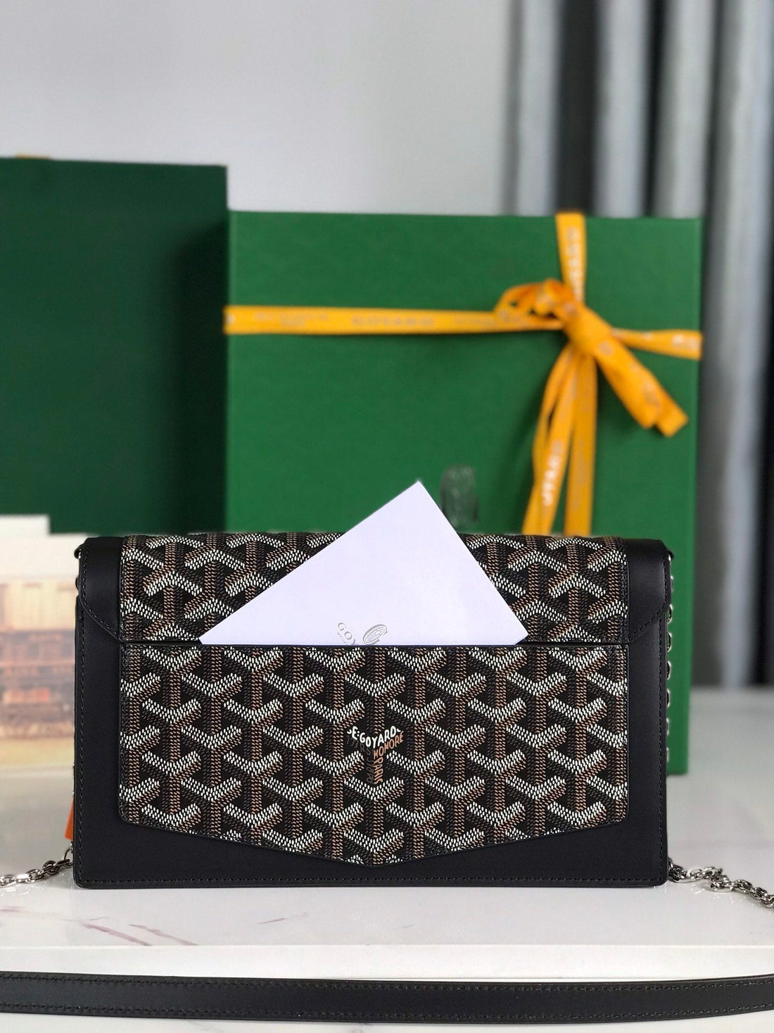 DUCHESSE MARIE-CAROLINE BAG 25 IN BLACK GOYARDINE CANVAS AND SMOOTH CALFSKIN House Of Sarah