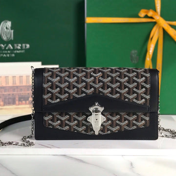 DUCHESSE MARIE-CAROLINE BAG 25 IN BLACK GOYARDINE CANVAS AND SMOOTH CALFSKIN House Of Sarah