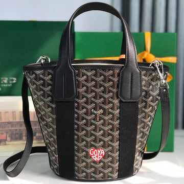 SMALL BELHARRA 24 IN BLACK GOYARDINE CANVAS AND LAMBSKIN by House Of Sarah