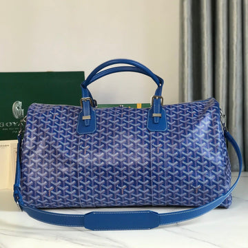 BOSTON 50 BAG IN SAPPHIRE BLUE GOYARDINE CANVAS AND CALFSKIN TRIM House Of Sarah